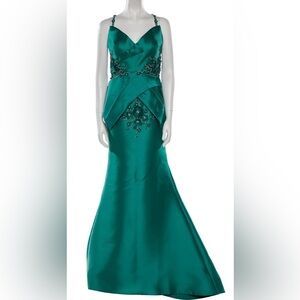 Terani Couture Teal Green Evening Gown